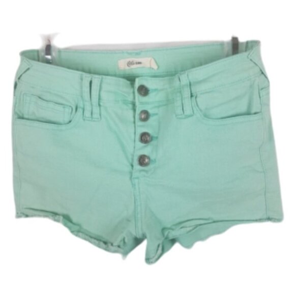 Turquoise Chello Cut Off Jeans Shorts - Picture 1 of 5